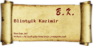 Blistyik Kazimir névjegykártya